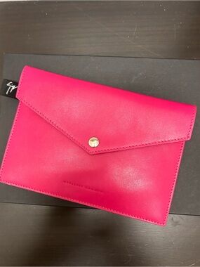 Giuseppe Zanotti Hot Pink Envelope Clutch with Gold Snap